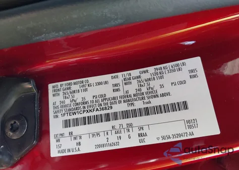 2019 Ford F-150 Lariat из США, поврежденный, VIN 1FTEW1CPXKFA36829